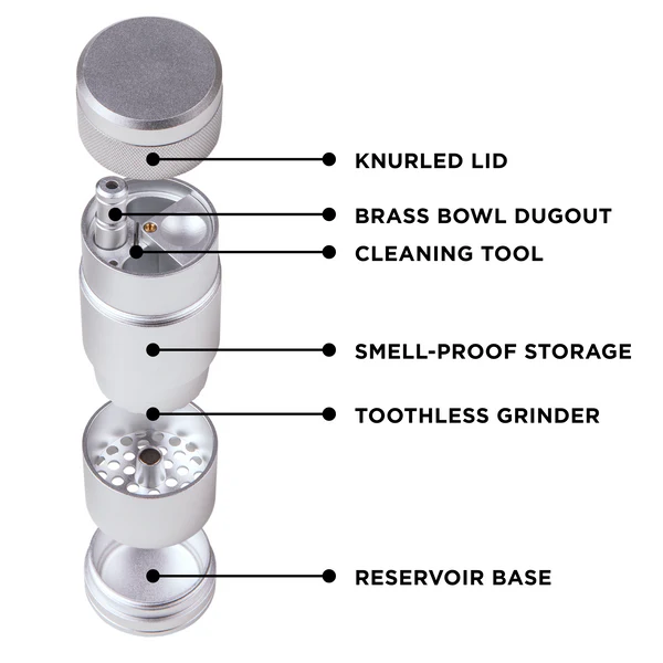 MJ ARSENAL CAPSULE GRINDER DUGOUT(Silver) 3 MJ ARSENAL CAPSULE GRINDER DUGOUT(Silver) - Image 3