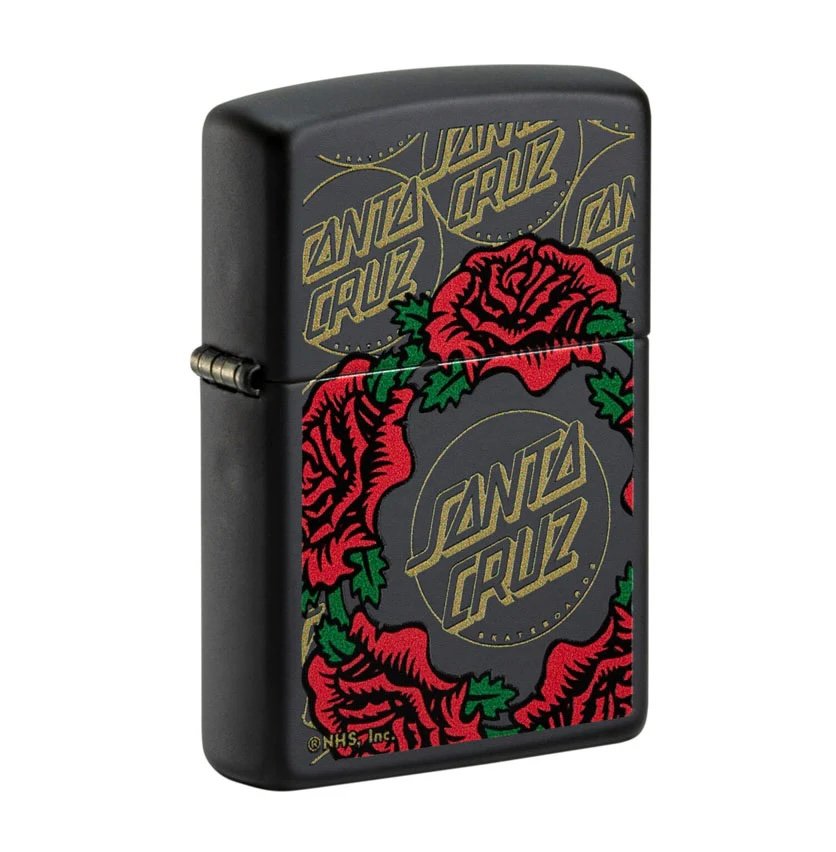 Santa Cruz Skateboards Black Matte Roses Zippo Lighter 1 Santa Cruz Skateboards Black Matte Roses Zippo Lighter
