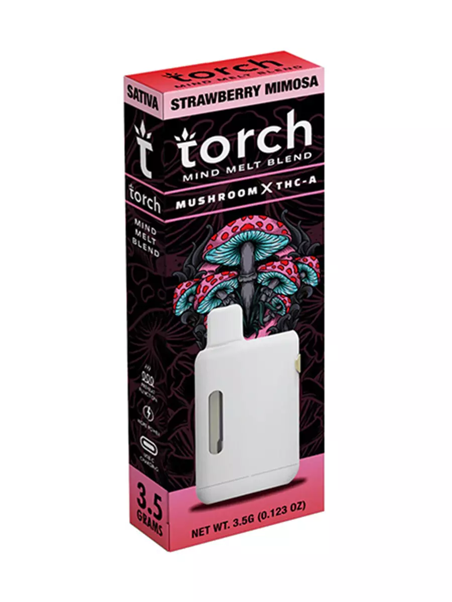 Strawberry Mimosa Torch Mind Melt Mushroom x THC-A Blend Vape 3.5G 1 Strawberry Mimosa Torch Mind Melt Mushroom x THC-A Blend Vape 3.5G