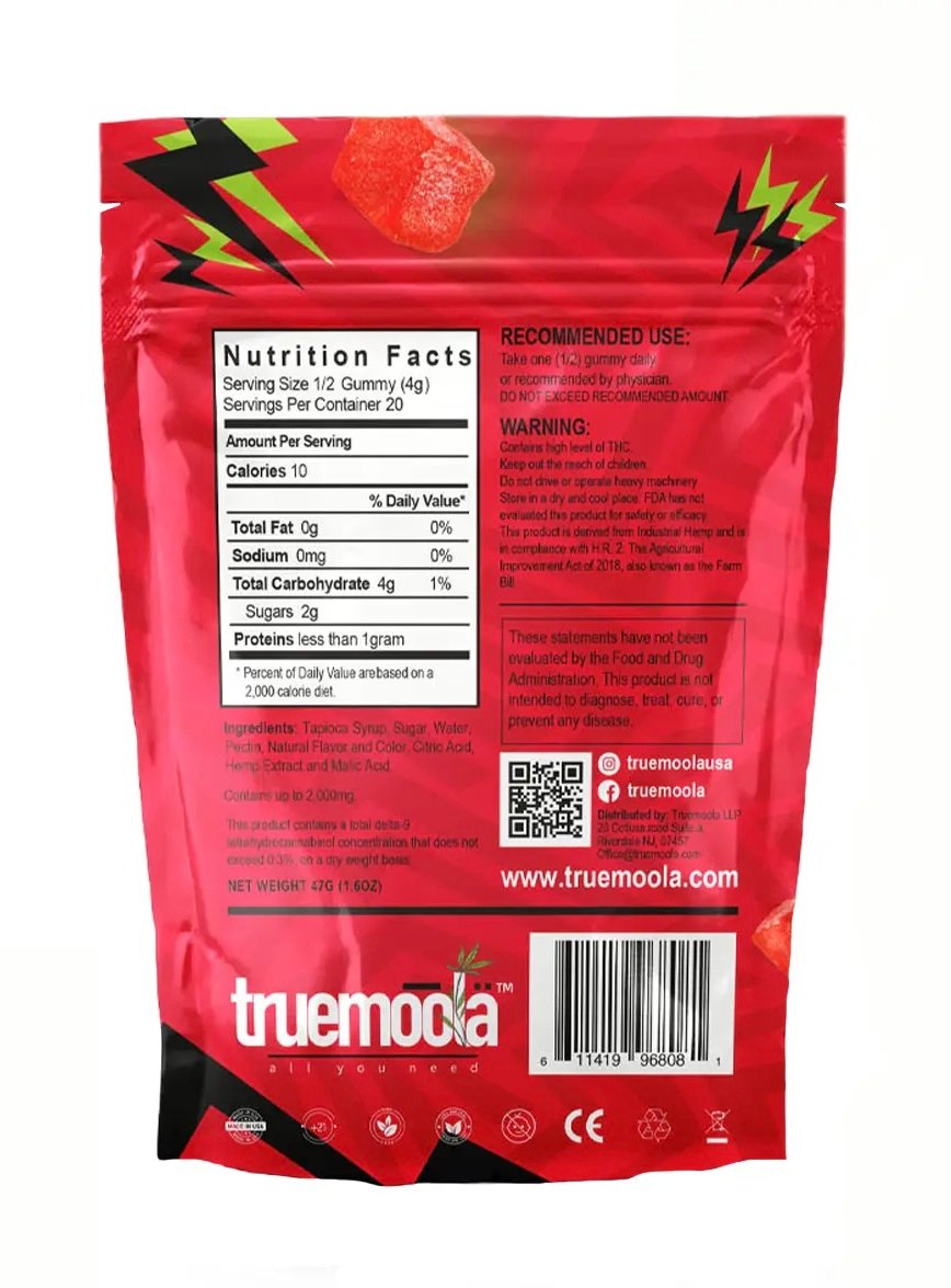 Strawberry Truemoola Sour Cube Live Resin Infused THC Gummies 2000MG 2 Strawberry Truemoola Sour Cube Live Resin Infused THC Gummies 2000MG - Image 2