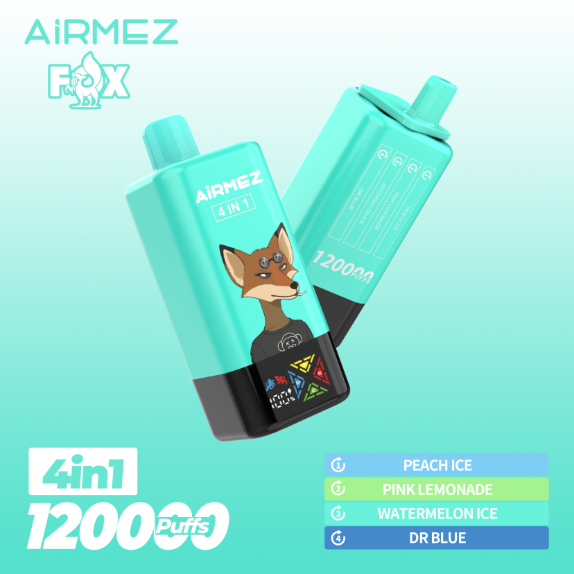 Airmez vape - Fox 4in1 120000puffs Disposable Vape Peach Ice & Pink Lemonade & Watermelon Ice & Dr Blue 1 Airmez vape - Fox 4in1 120000puffs Disposable Vape Peach Ice & Pink Lemonade & Watermelon Ice & Dr Blue
