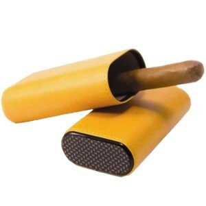 3 Stick Yellow Leather Case With Carbon Fiber Check
